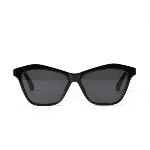 Fashionable black irregular cat eye sunglasses with dark lenses for men and women
