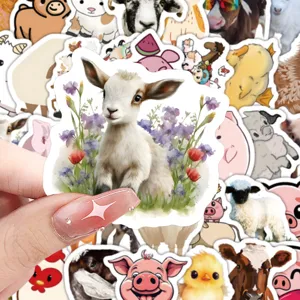Cute farm animal stickers waterproof cartoon sheep pig chick stickers for kids DIY decor