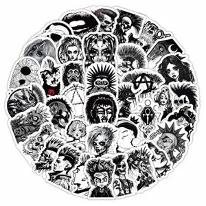 Black and white gothic rock punk graffiti stickers dark skull decal for car laptop decor 120 pcs