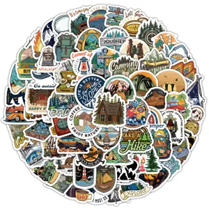 100pcs outdoor travel stickers waterproof vinyl decals for laptop luggage decoration