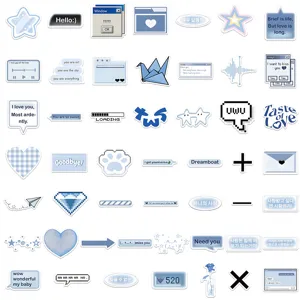 Blue aesthetic sticker set ins style cute indie room decor laptop scrapbooking waterproof decals