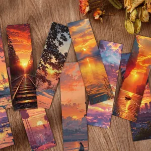 Conjunto de Marcadores de Página de Papel de Atardecer Estilo INS Creativo Marcador de Lectura Decorativo para Estudiantes Escuela Oficina