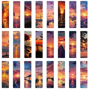 24 marcapáginas de puesta de sol romántica paisaje papel lectura regalos estudiantes