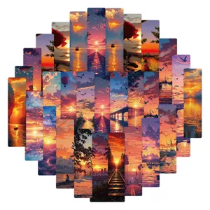 Set de 24 marcapáginas estéticos de atardecer paisaje de ensueño marcapáginas de papel para rega