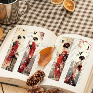 Vintage japanische Geisha Kunst Papier Lesezeichen Set dekorative Seitenmarkierungen