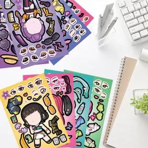 Anime doll DIY face changing sticker set, creative dress up puzzle crafts for kids.