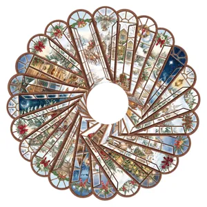 Christmas vintage window bookmarks set, 24 pieces of winter snowy scenery paper cards for reading gifts.