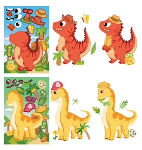 Kids dinosaur face changing DIY puzzle stickers set creative educational birthday gift sheets