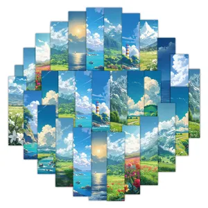 Set mit 24 Anime Landschaft Lesezeichen mit heilender Himmels Kunst zum Buchlesen.