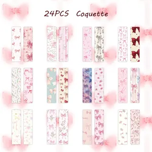 24pcs pink coquette bow bookmarks cute aesthetic page markers student reading gifts set