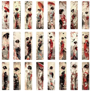 24er Set vintage japanische Geisha Lesezeichen, ästhetische Kunst Lesehilfen für Bücher.