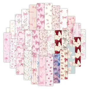24pcs pink bow coquette ballet style bookmarks set, cute reading marker cards for students.