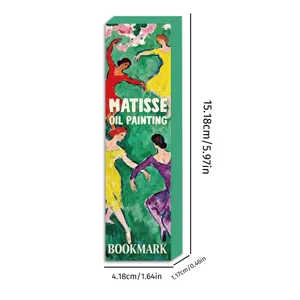 Boxed Matisse oil painting bookmark set with artistic retro design and precise dimensions.