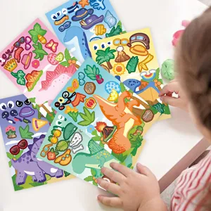DIY cartoon dinosaur face changing stickers for kids creative puzzle educational birthday gift