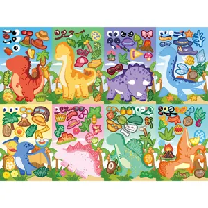 Kids DIY dinosaur face sticker sheets 8pcs cute cartoon animal puzzle creative educational toys