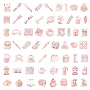 Schattig roze stickervel esthetische deco waterdichte vinyl stickers voor dagboek planner.