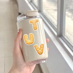 Korean ins style biscuit letter cup creative cute portable travel mug water bottle