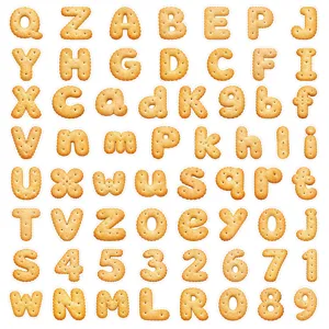 Detailed view of 62 creative cookie alphabet and number stickers, perfect for journal decoration.