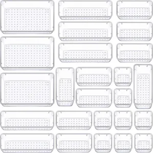 Transparentes Plastik Aufbewahrungsboxen Set Mehrere Groessen Schubladen Organizer Neu