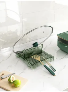 Support de couvercle de casserole multifonctionnel moderne pour plan de travail de cuisine.