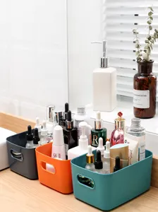 Desktop Make-up-Organizer Kunststoff-Aufbewahrungskorb Mehrzweck Kosmetikbehälter für Haus