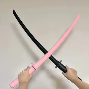 3D gravity telescopic samurai sword toy, plastic novelty weapon toy set in black and pink.