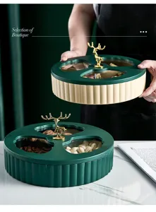 Boîte à fruits compartimentée de luxe moderne poignée cerf dorée organiseur de collations