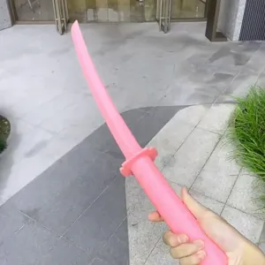 Pink 3D gravity telescopic samurai sword toy, fun stress relief plastic blade for kids and adults.