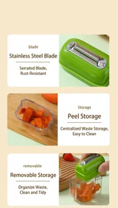 Portable fruit vegetable peeler with storage box and stainless steel blade for kitchen