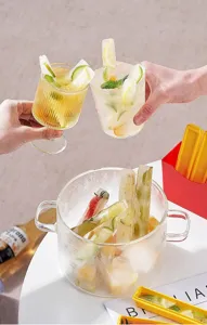 Frietjes ijsblokjesvorm set, siliconen stick ijsmaker tray met opbergbak voor thuis drankjes.