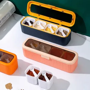 Set scatole condimenti cucina nordica, contenitore spezie diviso e resistente umidità.