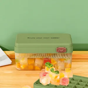 Moule à Glaçons en Plastique pour Ménage Avec Couvercle Et Pelle à Glace Boîte de Fabrication de Glace Double Couche Conteneur de Stockage