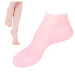 Chaussettes talons hydratantes en silicone rose protection anti-fissuration soin des pieds