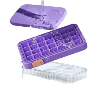 Bac à glaçons en silicone avec boîte de rangement et couvercle pour cuisine et bar.