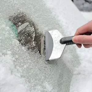 Car ice scraper for windshield winter snow removal tool with durable metal blade and comfortable grip
