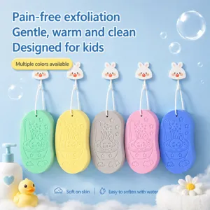 Kinder Badeschwamm Süß Cartoon Kaninchen Geprägt Weich Peeling Badeschwamm Für Kinder Baby Baden Reinigungswerkzeug