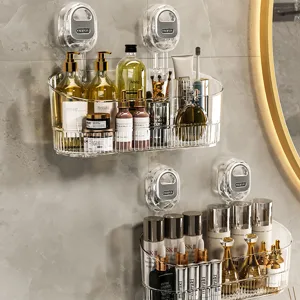 Mensola doccia trasparente in acrilico da parete con ventosa per organizer bagno e cosmetici