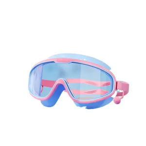 Kids large frame waterproof anti-fog silicone swimming goggles main view professional