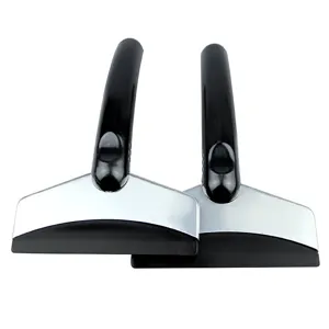 Detailed view of durable car ice scraper and snow shovel tool for auto windshield window cleaning.