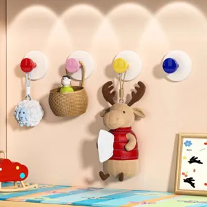 Crochet mural à ventouse sans perçage pour entrée, crochet robuste pour clés et chapeaux.