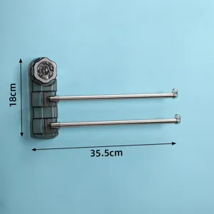 Porte-serviettes pivotant sans perçage à barres multiples pour rangement de salle de bains.