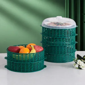 Cubierta de Alimentos Hueca para el Hogar Multicapa A Prueba de Polvo Cubierta de Mesa Caja de Almacenamiento de Verduras Organizador de Cocina