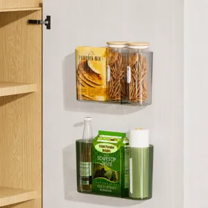Wandmontierte Aufbewahrungsbox, multifunktionaler Küchen- und Badezimmer-Organizer, transparent.