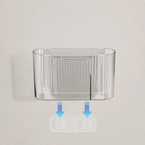Klare Kunststoff Wandmontage Aufbewahrungsbox Organizer fuer Bad und Kueche, ohne Bohren.