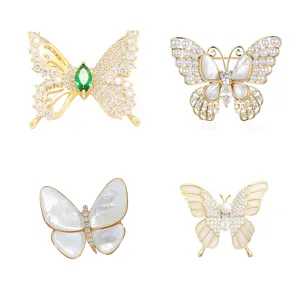 Broche Papillon Exquise en Alliage Strass Perle Artificielle Bijoux Accessoires de Mode pour Femmes Cadeau