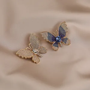 Elegant Rhinestone Butterfly Brooch For Women Luxury Crystal Suit Dress Lapel Pin Fashion Jewelry Gift