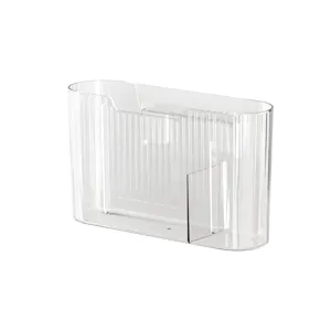 Klare Wand-Aufbewahrungsbox fuer Kueche und Bad mit geripptem transparentem Design.