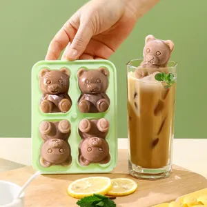 Molde de cubitos de hielo de oso de silicona lindo para bebidas, whisky y café.