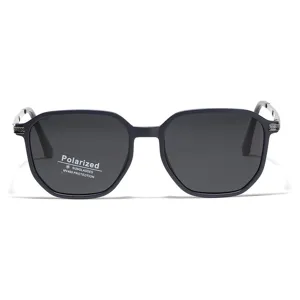Fashionable square polarized sunglasses with black lenses and UV400 protection coating