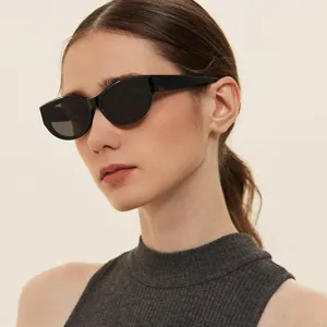 Stylish black cat eye sunglasses for women with vintage UV protection lenses trend